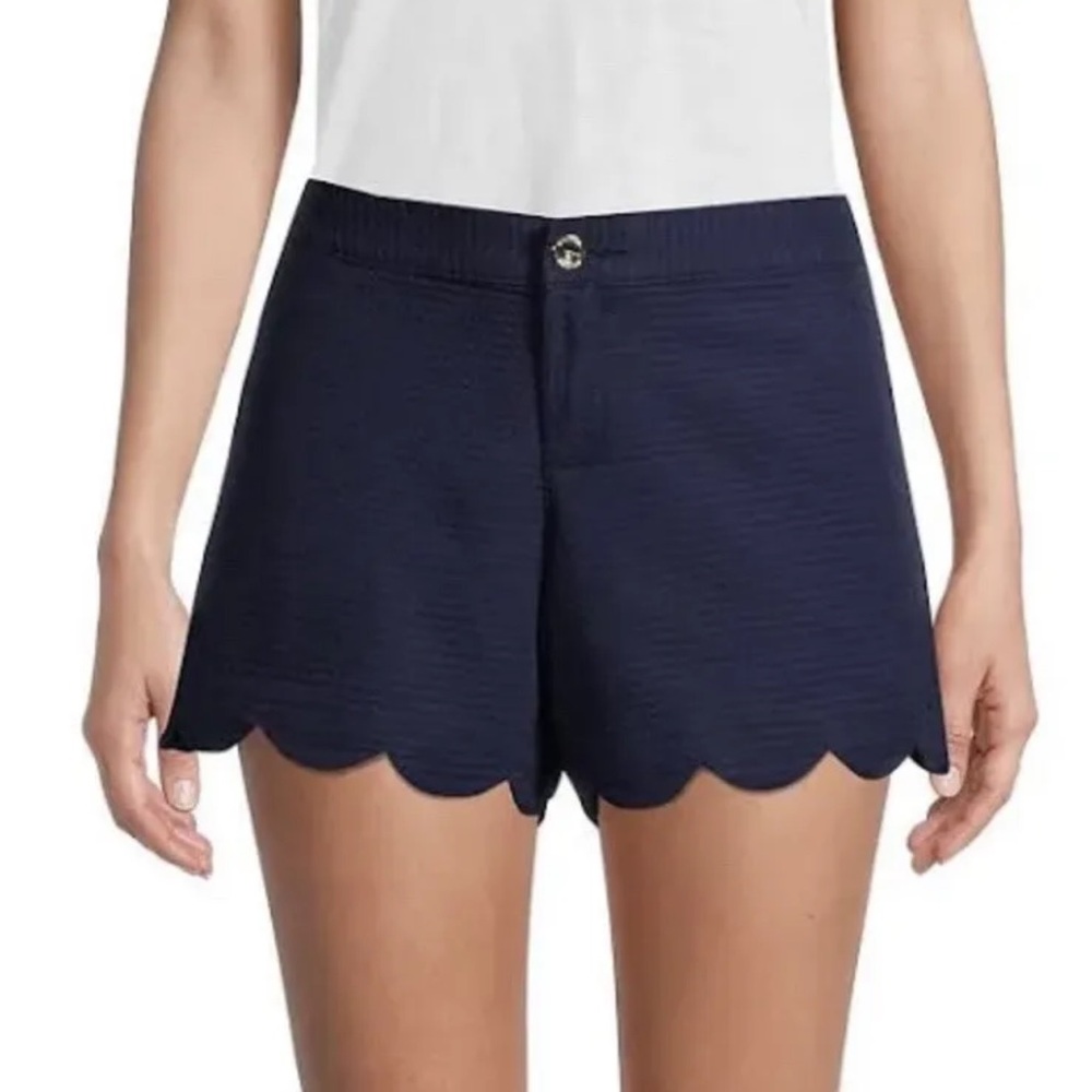 Lilly Pulitzer Navy Scallop Hem High Waist Shorts